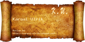 Karsai Ulrik névjegykártya
